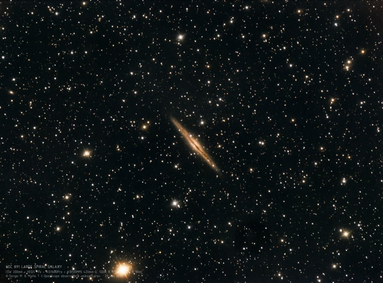 Спиральная галактика (NGC 891) Фотография объекта